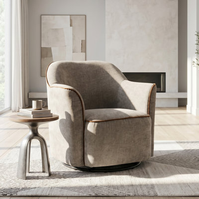 360° Swivel Accent Chair, Chenille Upholstered Barrel Chair with Flared Arms, Modern Armchair for Living Room Bedroom Office, Grey