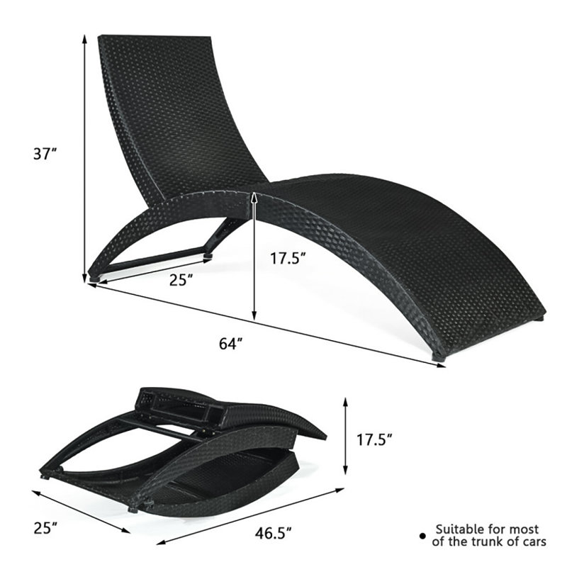 Chaise longue inclinable de 25 po de long avec coussins, Blanc