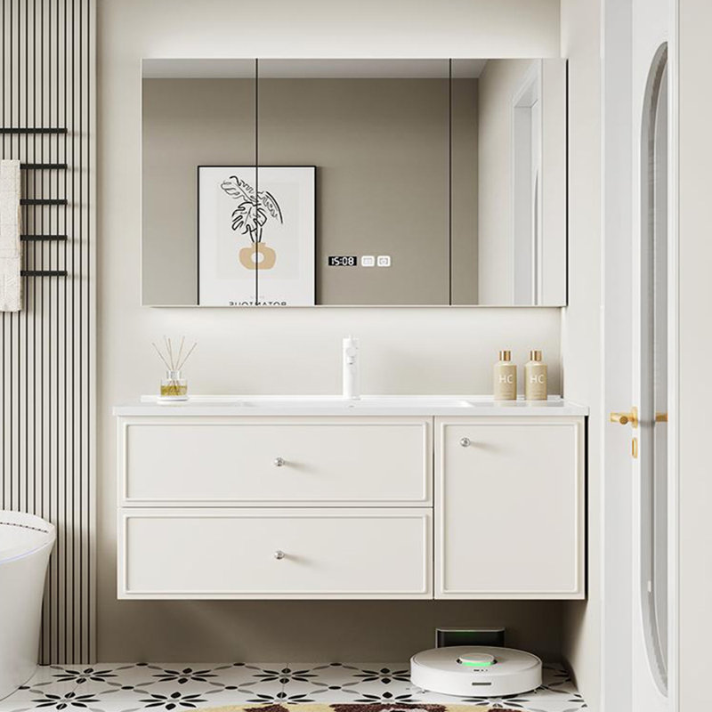 Nordic style simple vanitie bathroom cabinet, 19.7" H x 51.2" W x 19.7" D, Off White