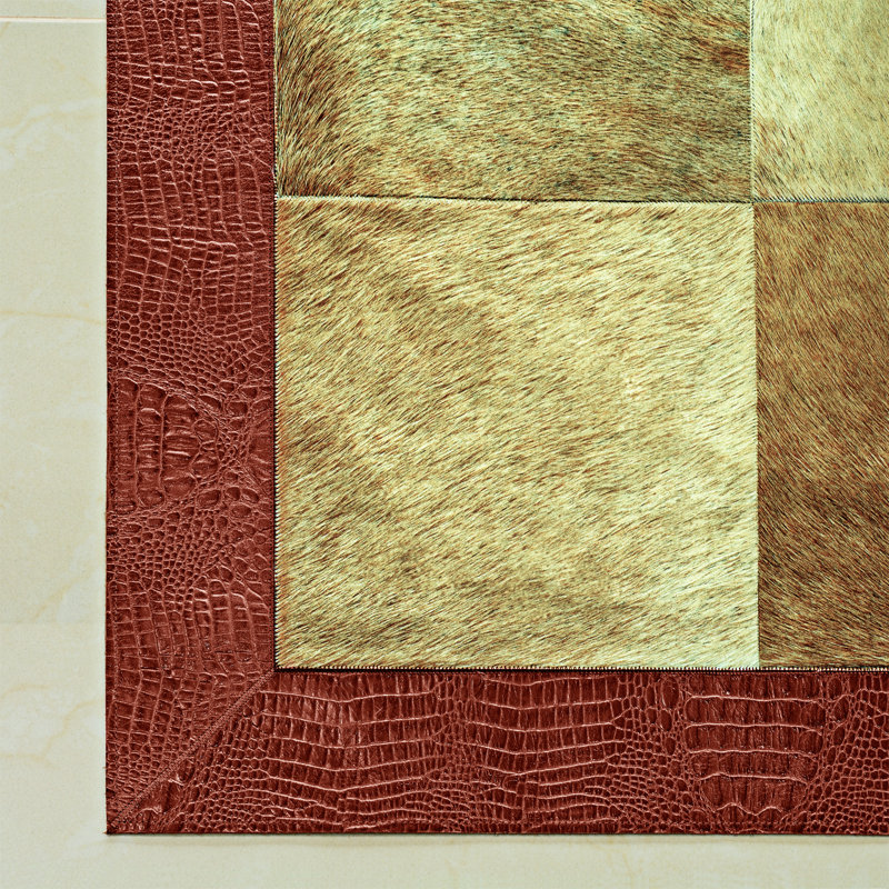 Hypos Cowhide Geometric Area Rug, Rectangle 5' x 8'