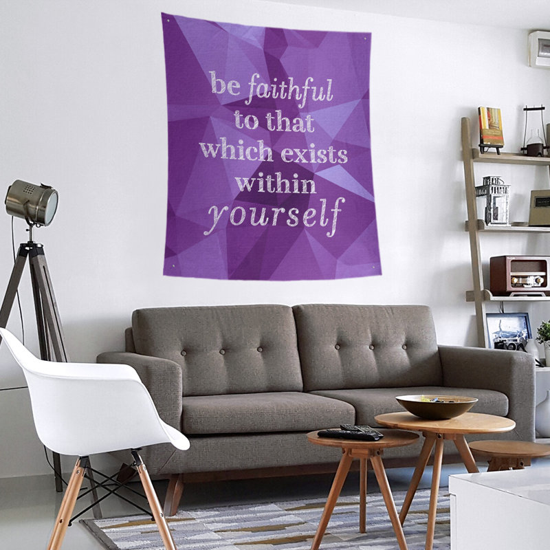 Tapisserie de polyester fidèle à vous-même» quote-pierre, H 104 po x l 88 po, Améthyste