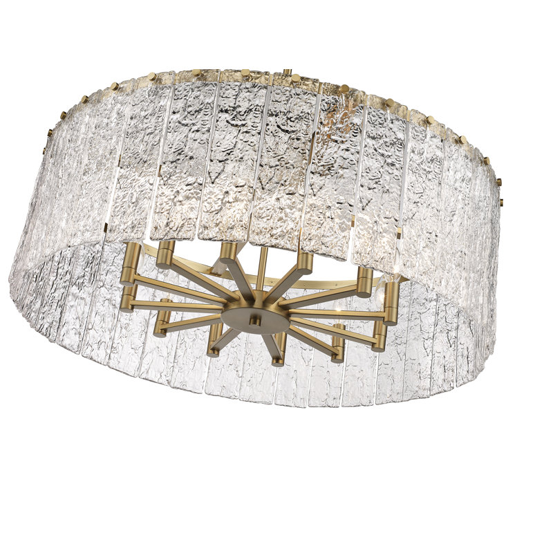 Luminaire suspendu tambour 12 lumières Rainers, Or