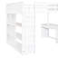 Lit mezzanine pleine grandeur avec tablettes et bureau en blanc - Structure compacte en bois massif idéale pour les chambres à coucher. Les tablettes de l 80,7 po x H 65,7 po créent un coin d'étude confortable-455971657-455971656