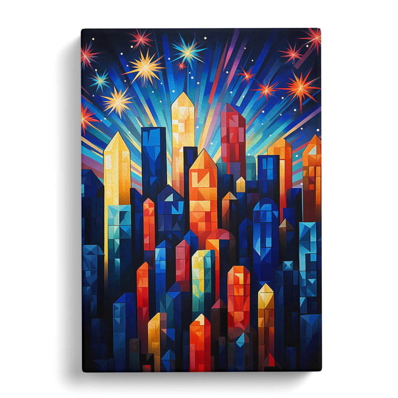 Fireworks Cubism - Wrapped Canvas, 76cm H x 50cm W x 3cm D