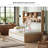 Andriena Full-size multifunctional bed with four storage drawers and  bookshelf, suitable for one person, in natural color
