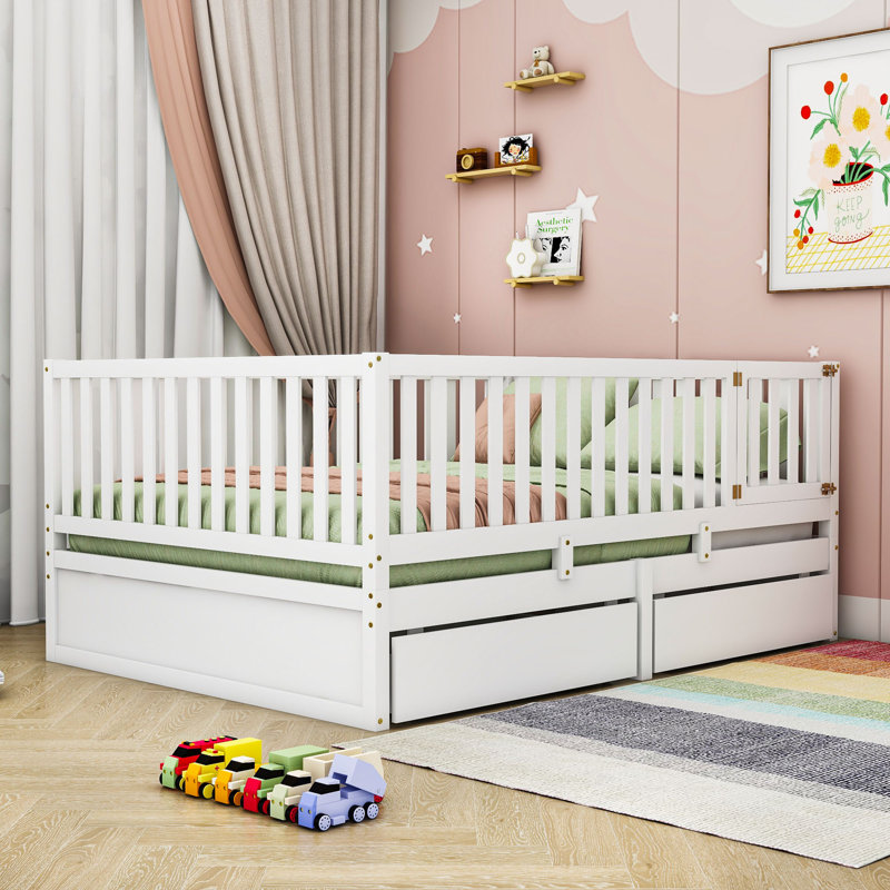 Lit plateforme avec rangement Yisroel, Double, Blanc