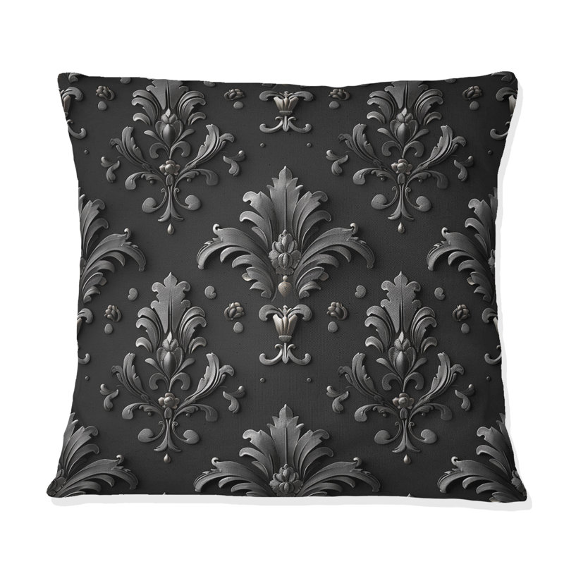 Dark Gray Glamour Luxe IV - Transitional Throw Pillow, 18"H x 18"W