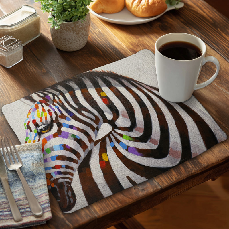 Napperon coloré en polyester tressé zébré | Décoration intérieure