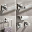 Ensemble de 5 barres porte-serviettes de salle de bain en nickel brossé avec porte-essuie-tout double base, design carré moderne, fixations murales en acier inoxydable SUS304, 60 cm (23,6 pouces).