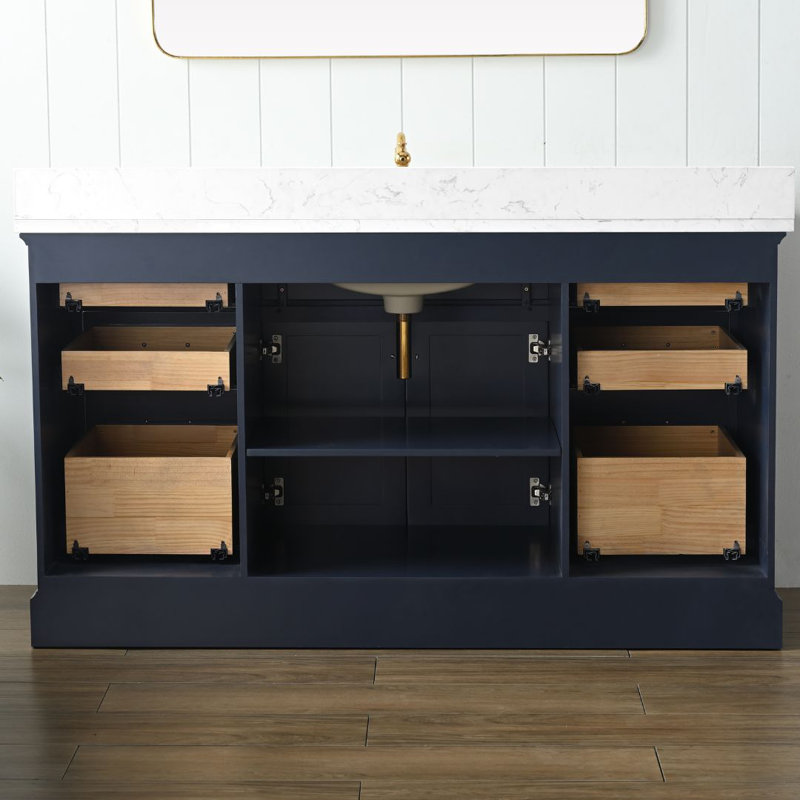 Thompson 60" W Single Bathroom Vanity, Indigo Blue/Brushed Gold
