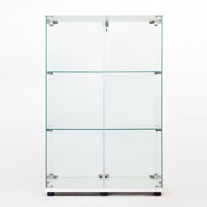 Armoire en verre blanc avec deux portes et 3 tablettes, pour la présentation de la maison
