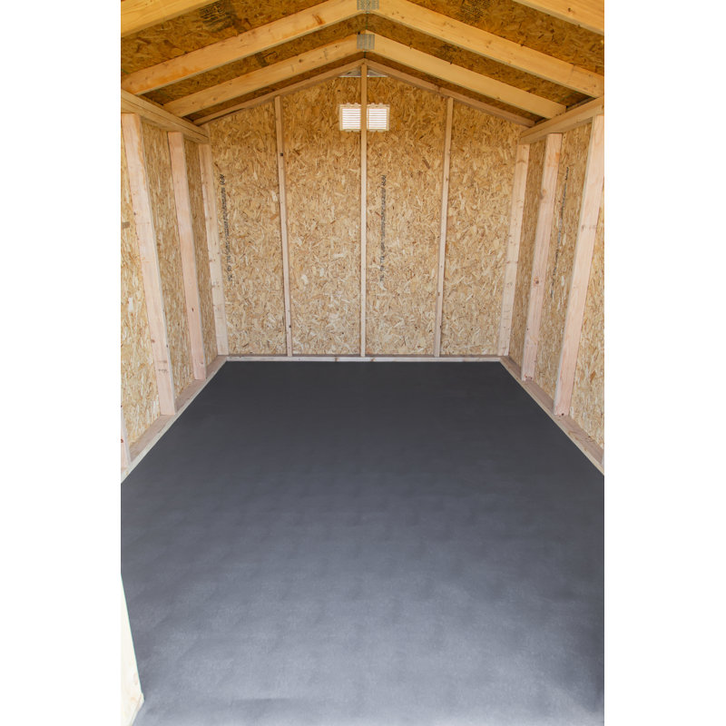 Pavillon de jardin permanent en métal x 16 pi Rouleau de plancher pour remise, Gris