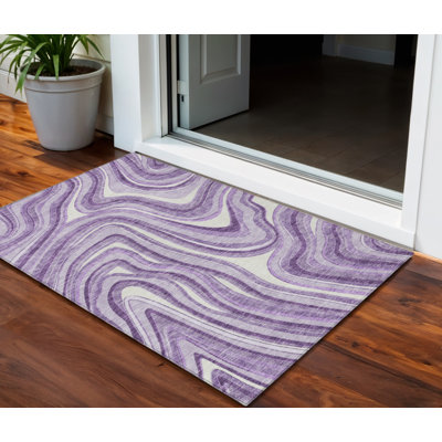 Tapis intérieur lavable abstrait ivoire 3 pi x 5 pi