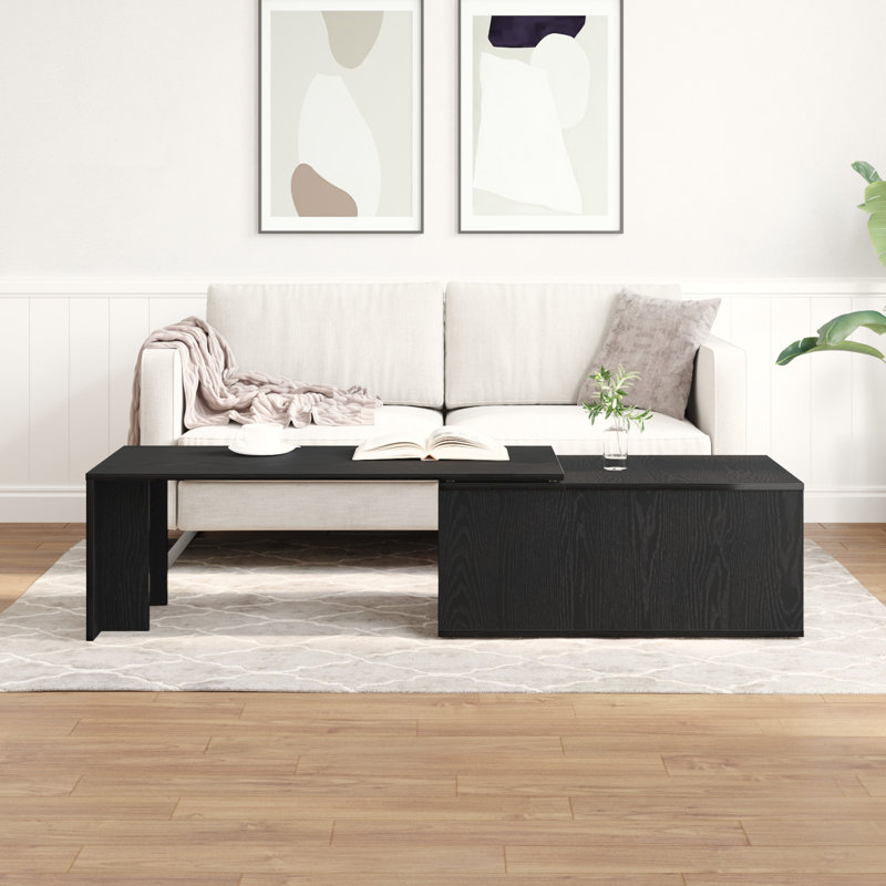 Mayme Floor Shelf Coffee Table, Black Oak