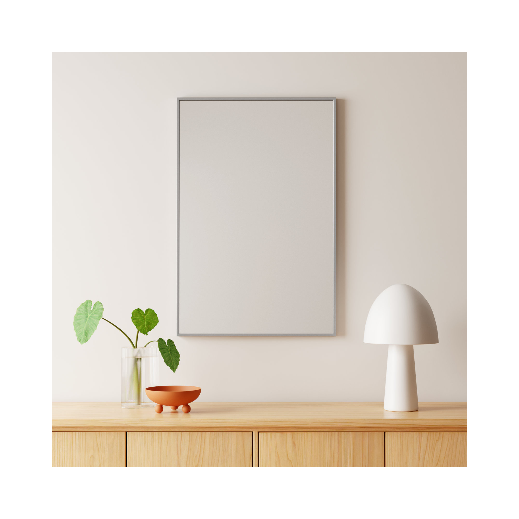 Sabine Metal Rectangle Wall Mirror, Silver, 36" x 24"