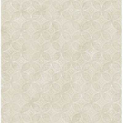  Designs Metallic Alabaster Woodcroft Tile Medallion Unpasted Wallpaper