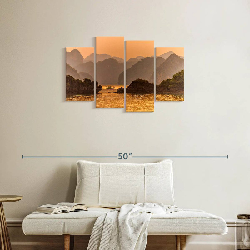 Marchelle, coucher de soleil sur la baie d'Halong, H 22 po x l 36 po