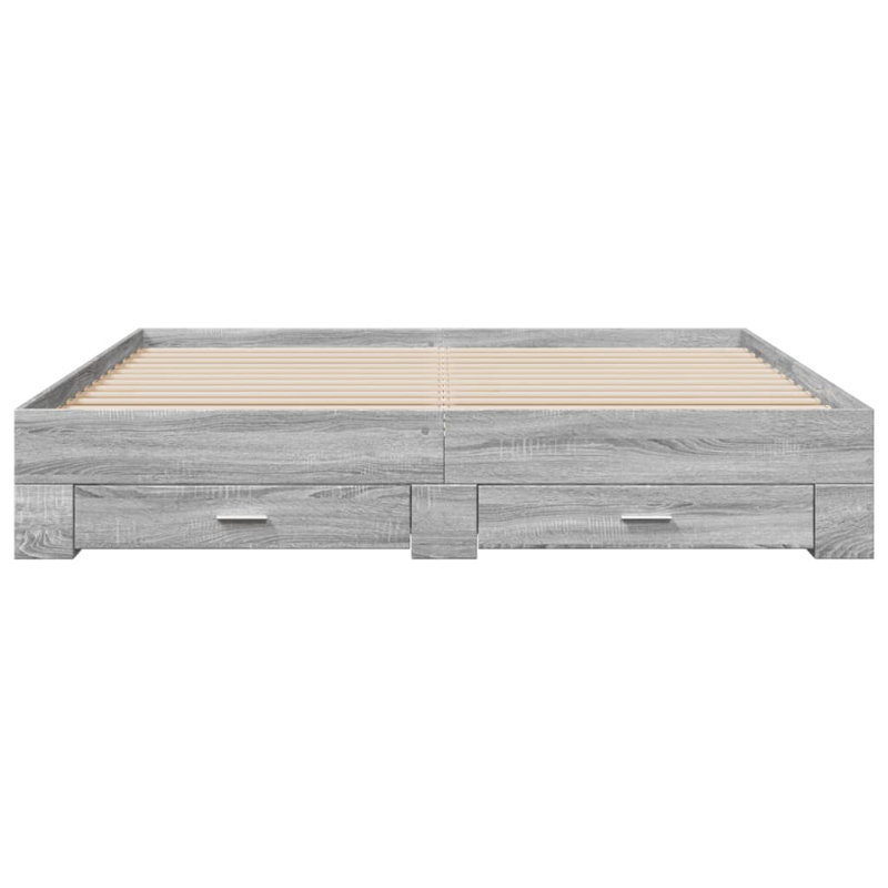 Vidaxl Bed Frame With Drawers Engineered Wood, Grey Sonoma, Super King (6')