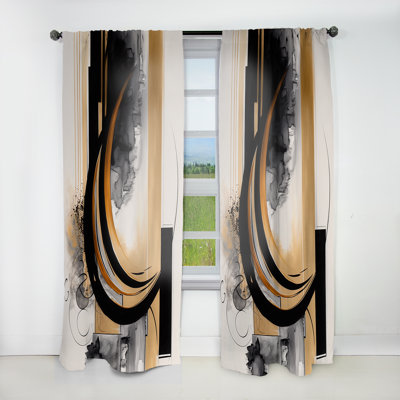 Gold Touch Art Deco II - Modern Velvet Curtain - Room Darkening - 1 panel