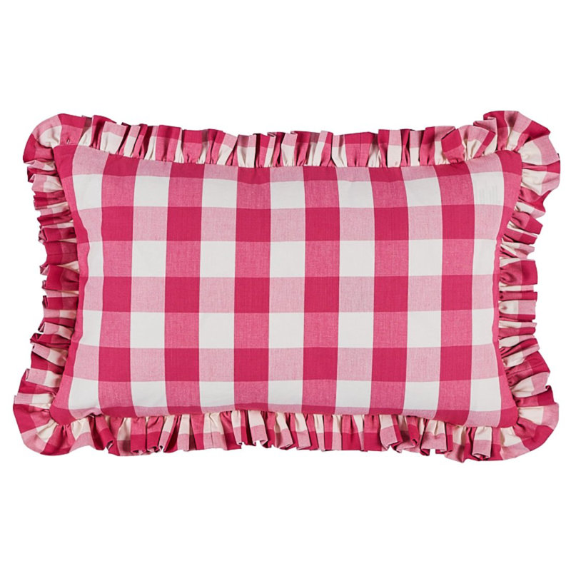 Camden Cotton Check Pillow, 14" x 22", Lilac/White