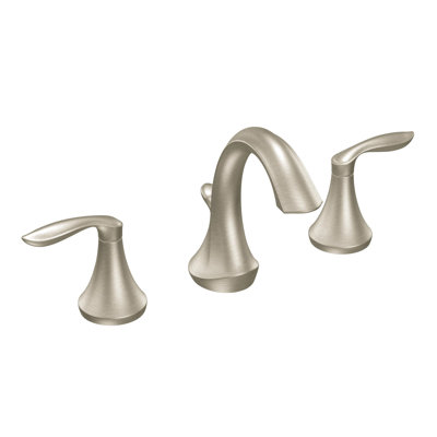 Brushed nickel two-handle high arc bathroom faucet