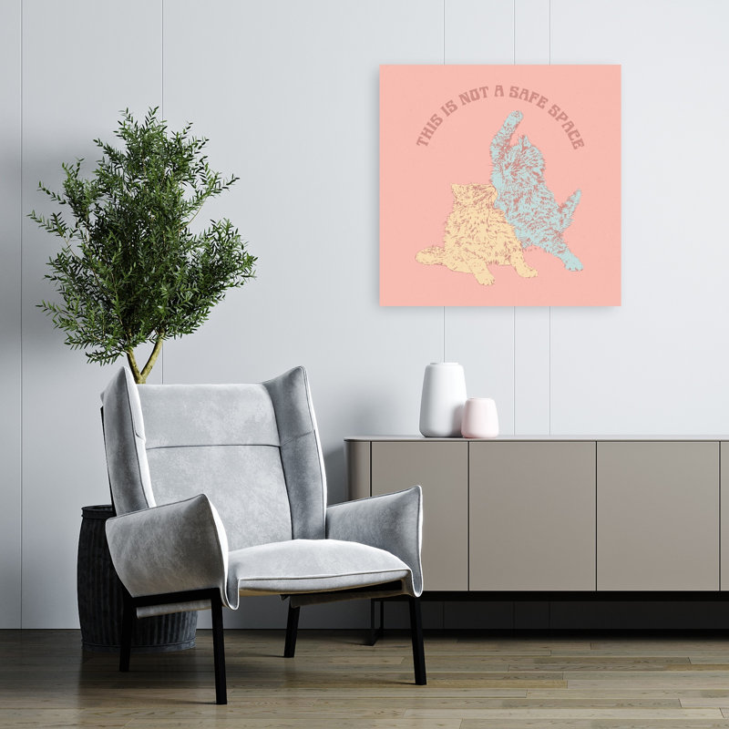 «Kittens Not A Safe Space», reproduction d'art rétro d'un chat, 32" H x 32" W