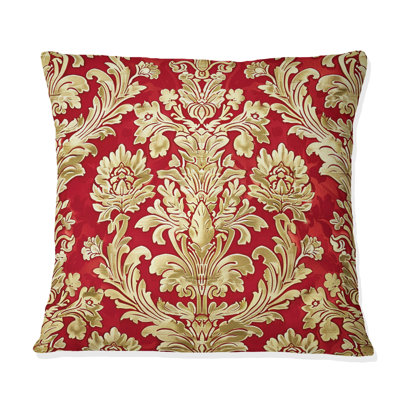 Red Gold Damask III - Damask Pillow