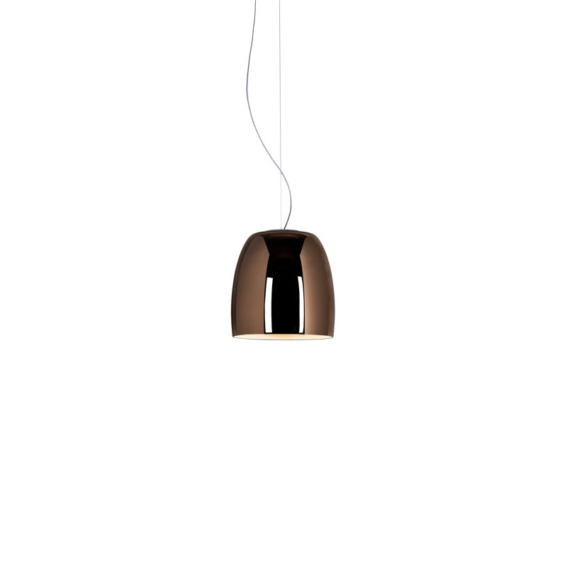 1 - Light Matt White LED Dome Pendant, 200cm H x 30cm W x 30cm D, Copper, No