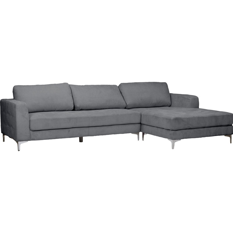 Upholstered L-Shaped Sectional Right Hand Facing, Gray