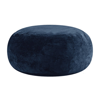Pouf rond bleu, garni de mousse à mémoire de forme, recouvert d'un tissu velboa doux en polyester, fauteuil confortable pour salon, chambre ou dortoir.