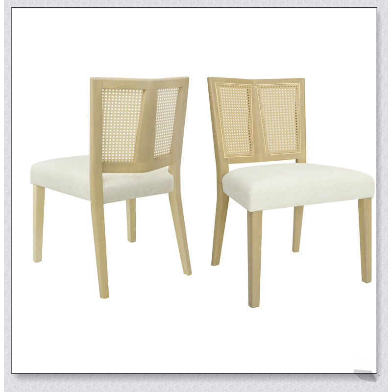 Ensemble de 2 chaises de salle à manger en rotin sans accoudoirs, combinant design Mid-Century et confort moderne pour une salle à manger élégante