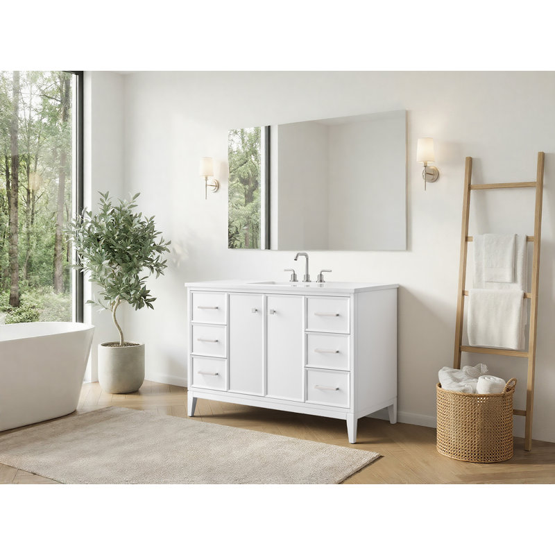 Lyon WOODBRIDGE Bathroom Vanity – Sink with Engineered Stone Top, Pre-drilled for Widespread Faucets, Solid Wood Frame & Drawers, Fully Assembled and Ready for Installation