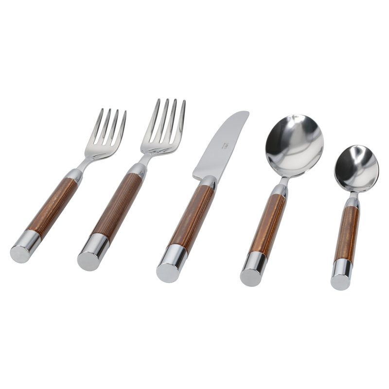 BIA Cordon Bleu Conty 5 Piece 18/10 Stainless Steel Flatware Set, Service for 1, Brown