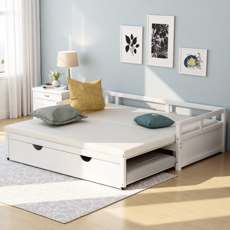 Extending Daybed with Pull-Out Trundle – Twin to King Conversion & Space-Smart Design, White
