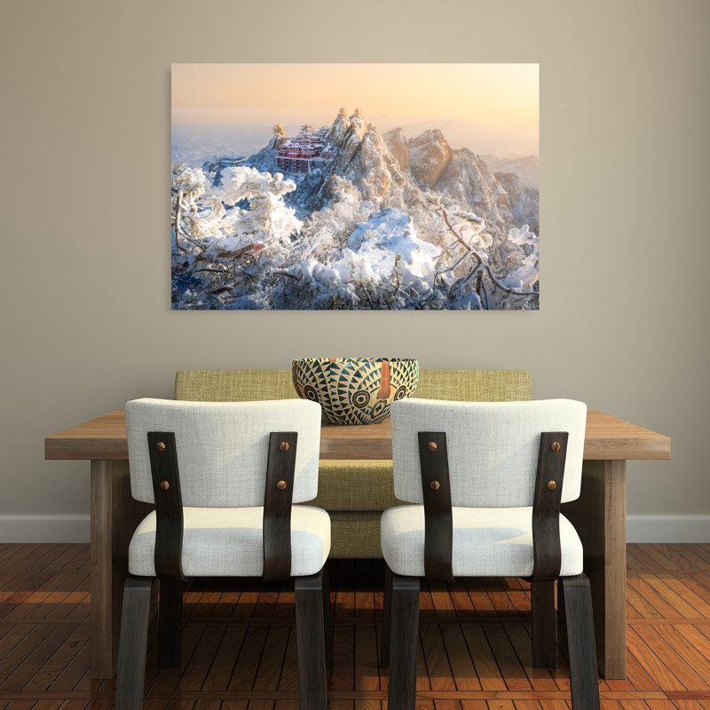 " Winter Mountain Fortress Dramatic Serene Abstract Landscape Mountain Wall Art Print " by Simoon, 32" H x 48" W