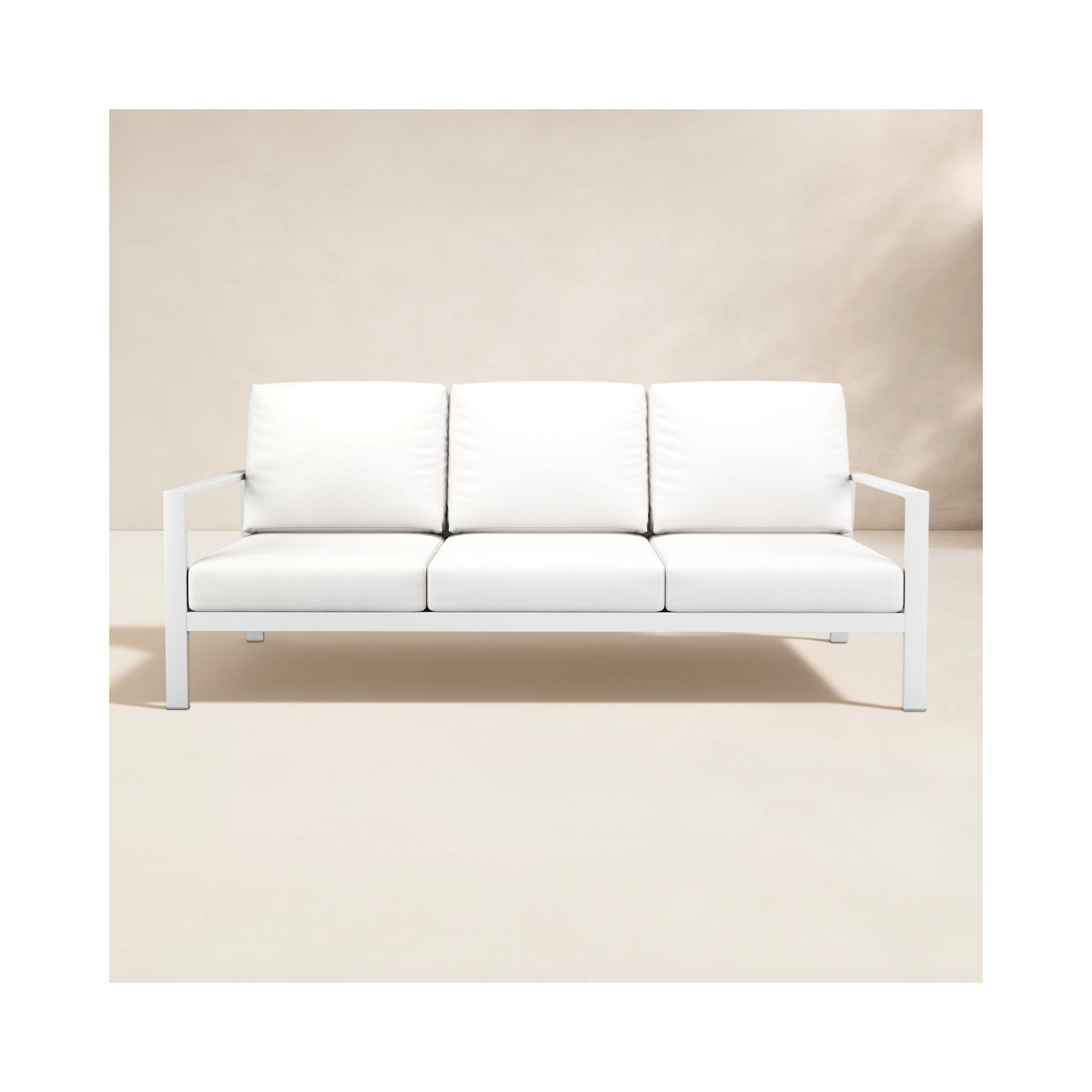 Townsend Metal Outdoor Sofa With Sunbrella Cushion, Canvas White