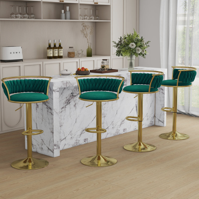 Tabouret de bar Christal, Vert foncé, Or