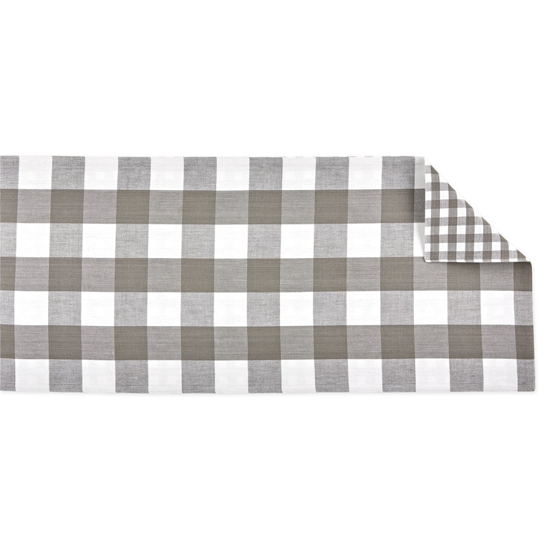 Fairley Reversible Table Runner, 72" x 14", Gray/White