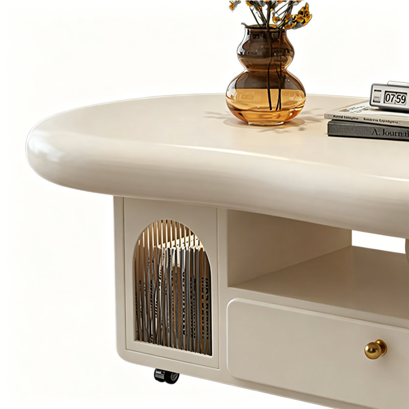Table basse Italian Luxury Minimalist, 18.5" H x 47.24" W x 31.1" D, Cream