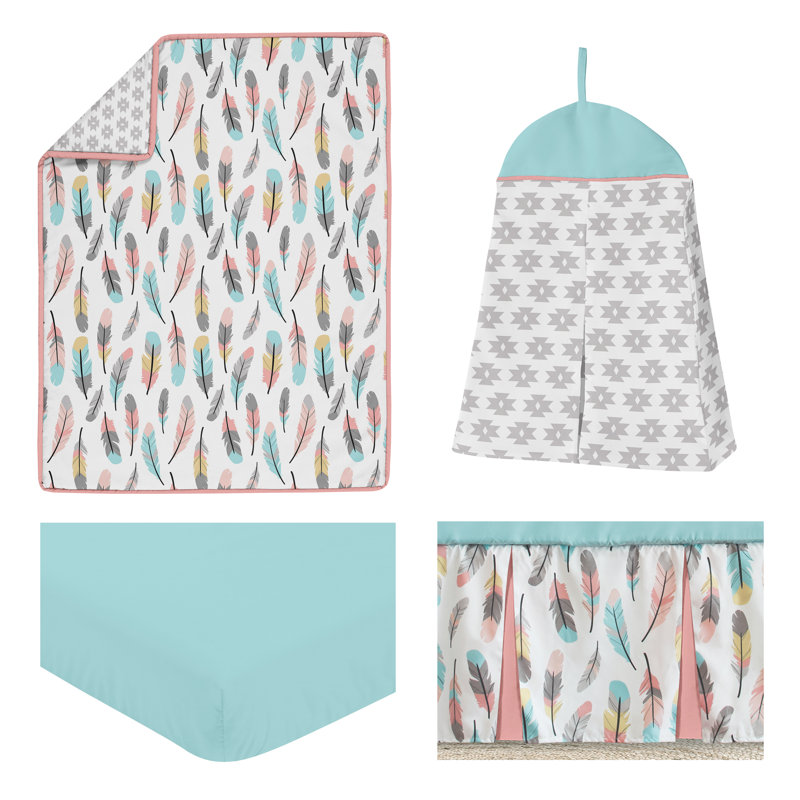 Feather 4 Piece Crib Bedding Set