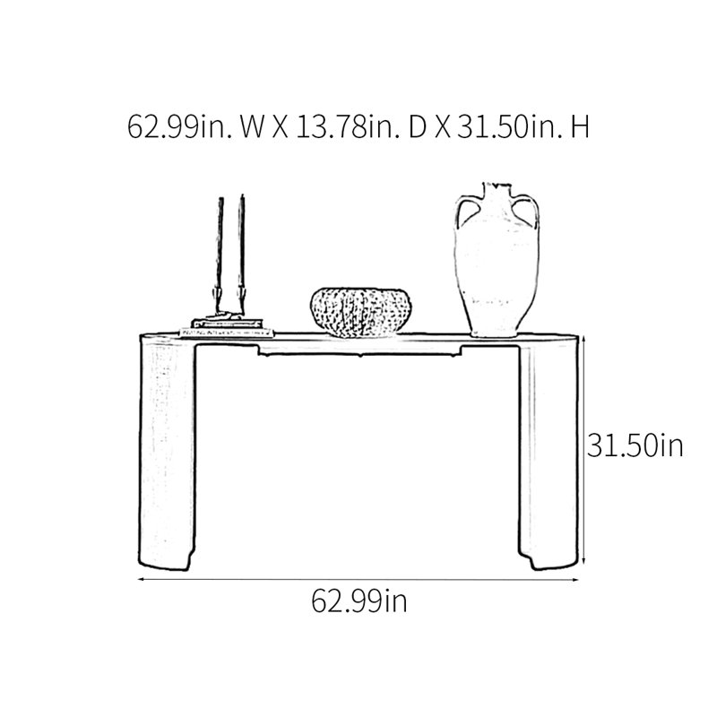 Console Minimalist, H 31,5 po x l 62,99 po x P 13,78 po, Naturel