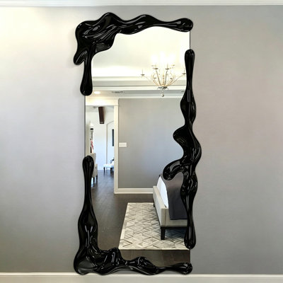74.8"Black eco-friendly glass mirror frame with irregular shape for full-length mirror