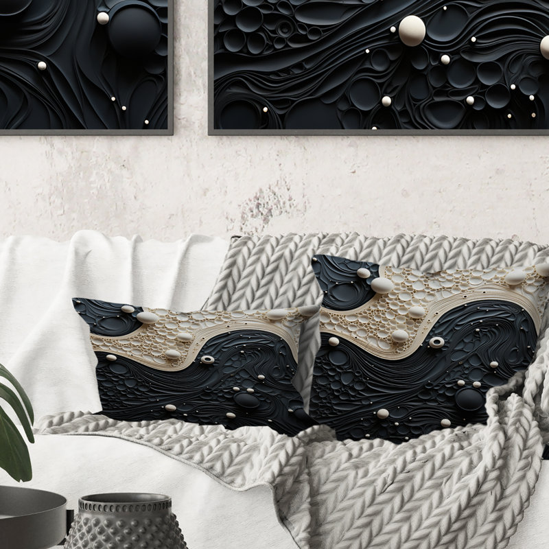 Coussin bleu et blanc Tranquil Waters II - Abstract Botanicals