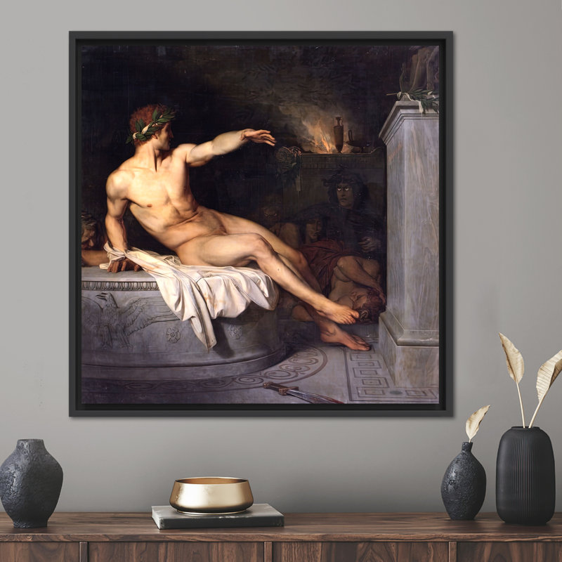 Print on Canvas, 40 cm H x 40 cm W, Framed Print without Mat, Black