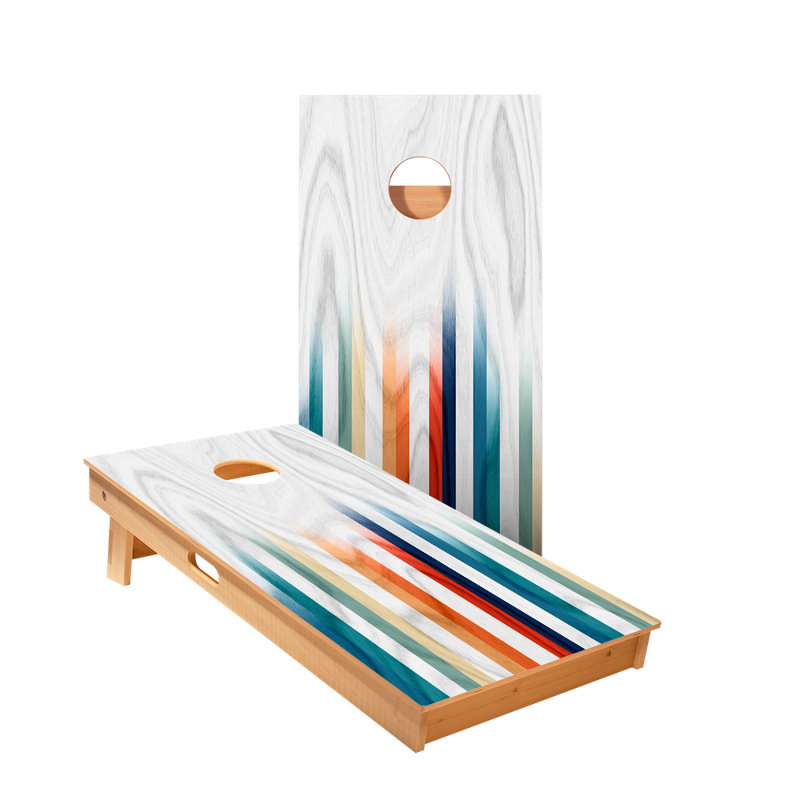 Multi Faded Stripes Star Cornhole Boards, Oak
