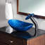 Lavabo de salle de bain ovale en verre avec robinet azzurro-128908970