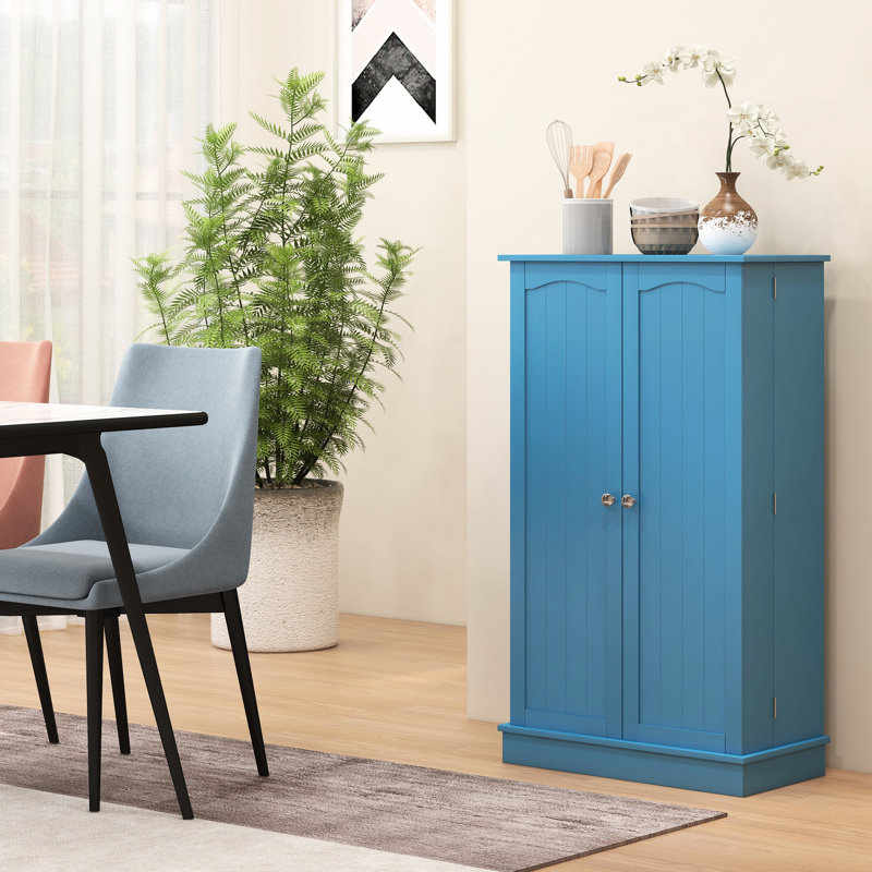 41" Kitchen Pantry Cabinet , Blue, 12 Door Shelves, 5 Shelving With Adjustable For Better Storage By Levels