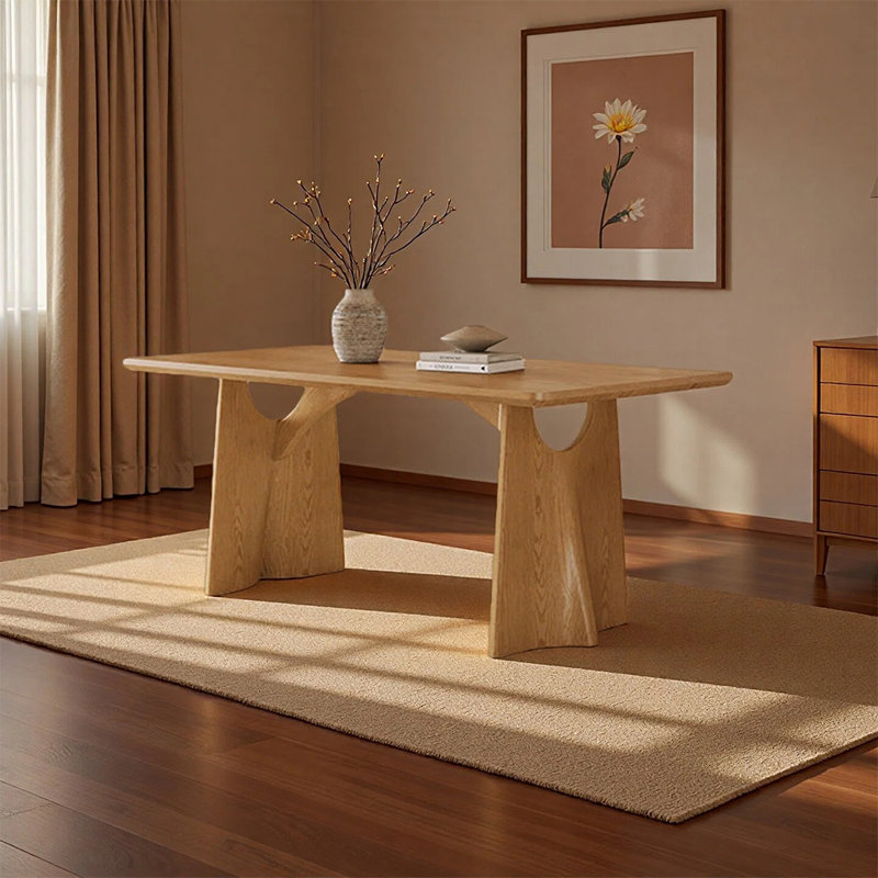 Bundella Modern rectangular desktop durable dining table, 29.52"H x 70.86"L x 35.43"W