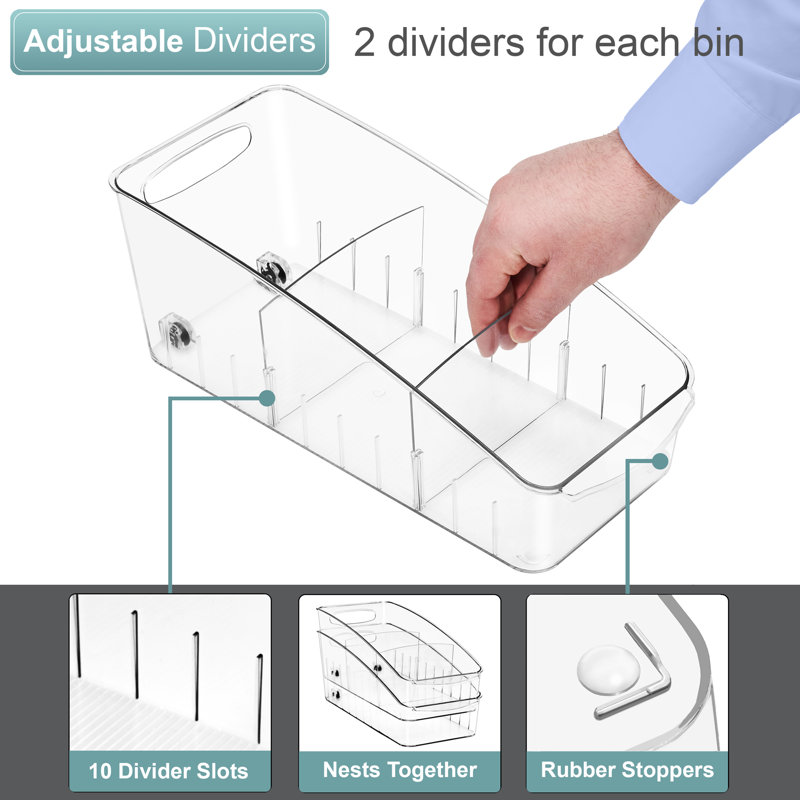 Sorbus Narrow Roll Out Fridge Organizer - Fridge Organizer on Wheels with Dividers, and Handles