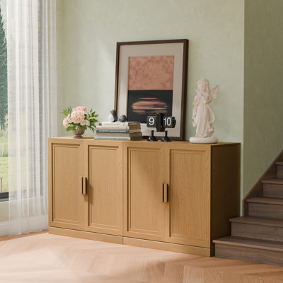 Farmhouse Wood Sideboard with Adjustable Shelves Buffet Cabinet Coffee Bar for Dining Room Hallway by Ebern Designs